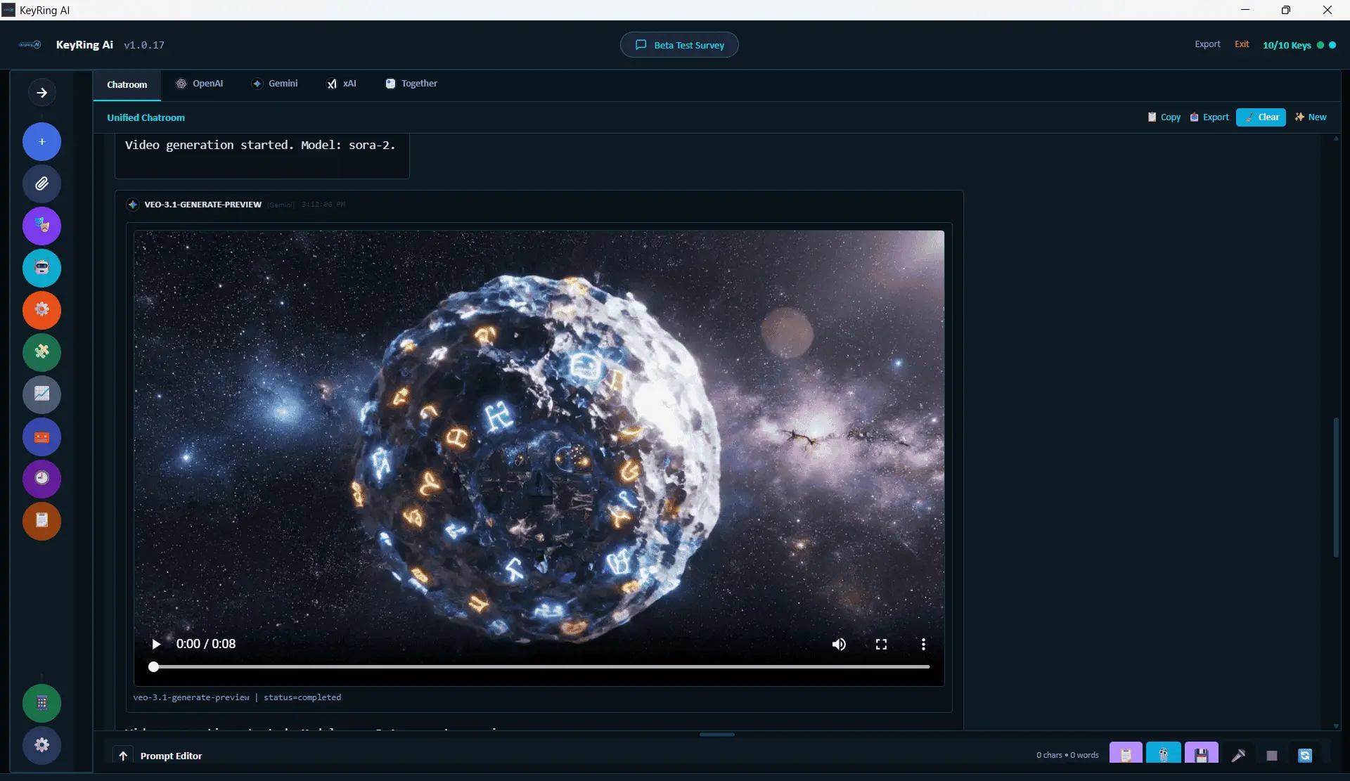 KeyRing AI Chatroom dashboard