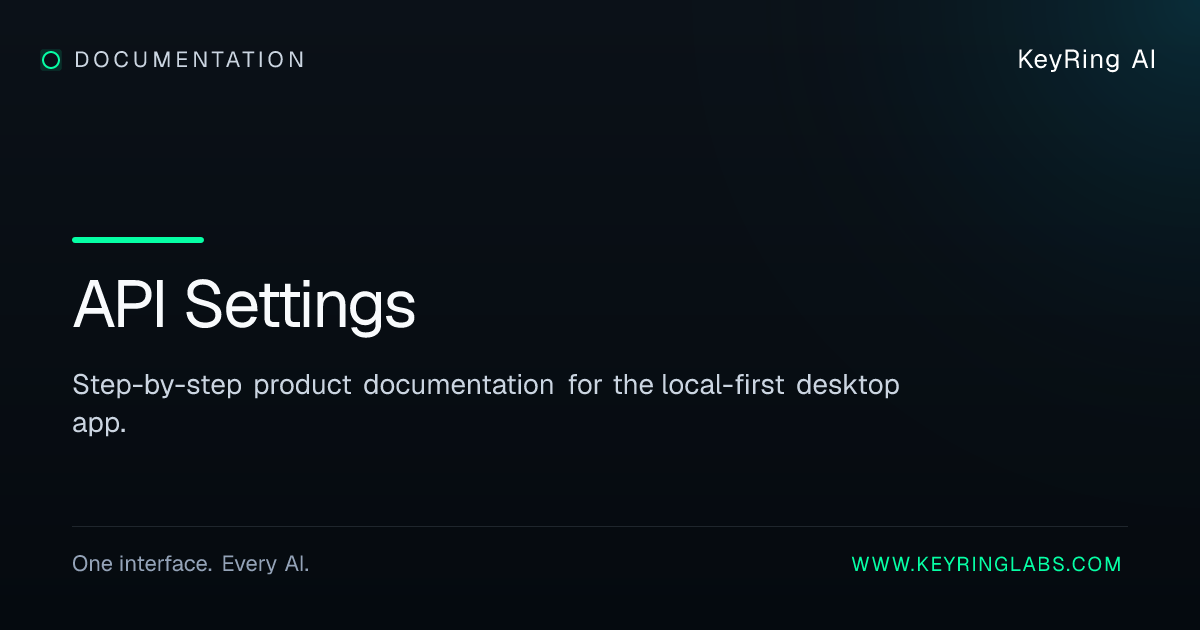 API Settings | KeyRing AI